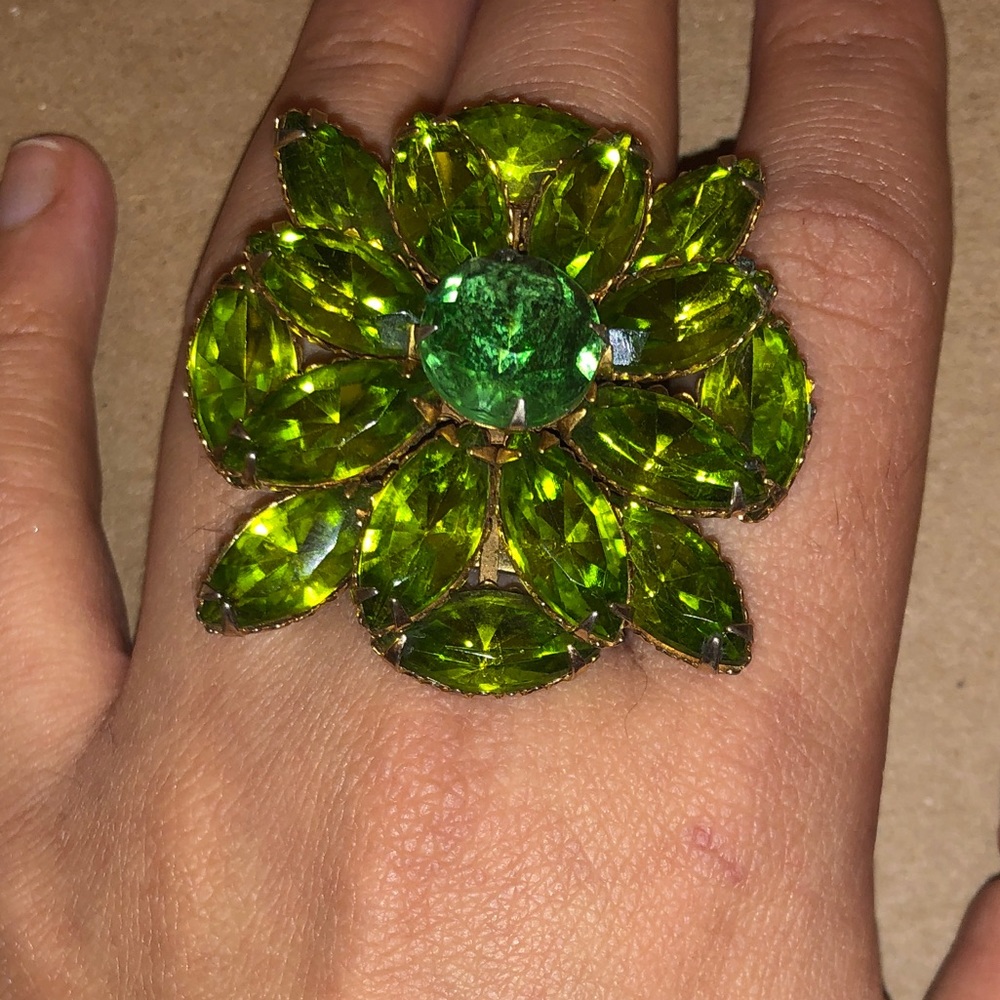 Gorgeous Green Gemstone Large Statement Ring - Ad… - image 6